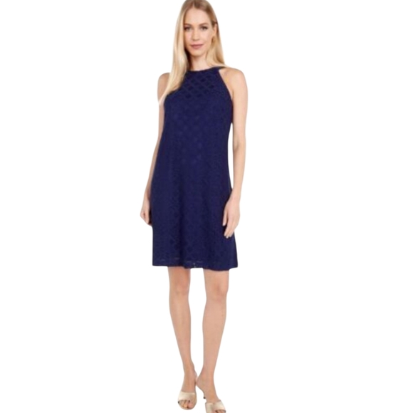 Lilly Pulitzer Rayanne Blue Sleeveless Lace Dress Size Large - Picture 1 of 6